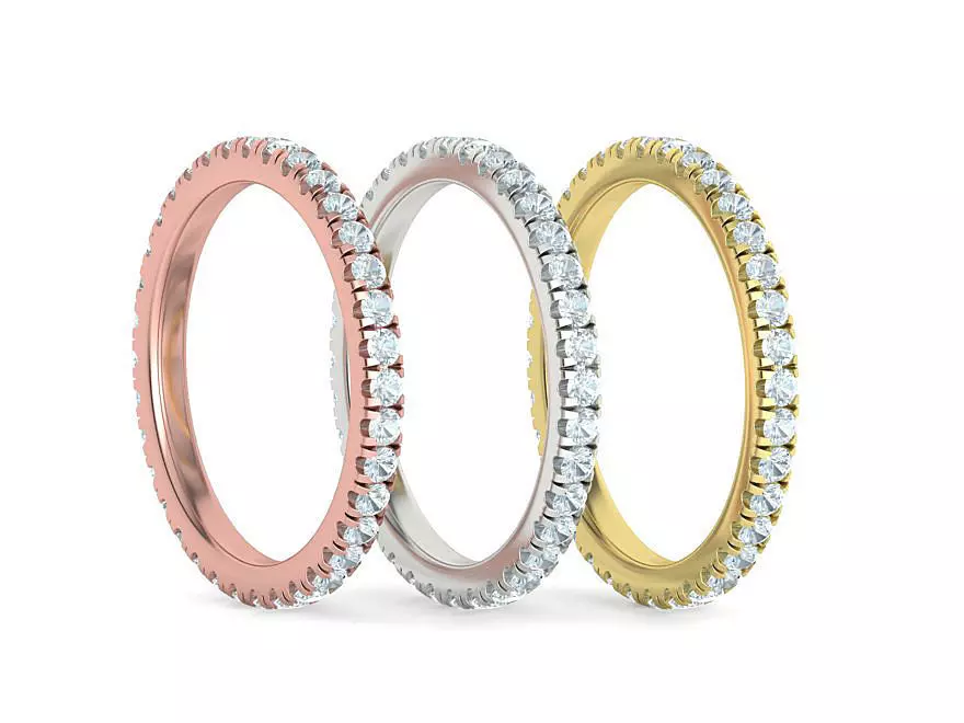 Band Ring French Pave Setting many finger sizes THICK VERSION 3D print model_0