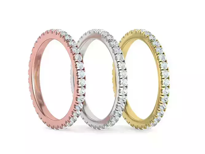 Band Ring French Pave Setting many finger sizes THICK VERSION 3D print model