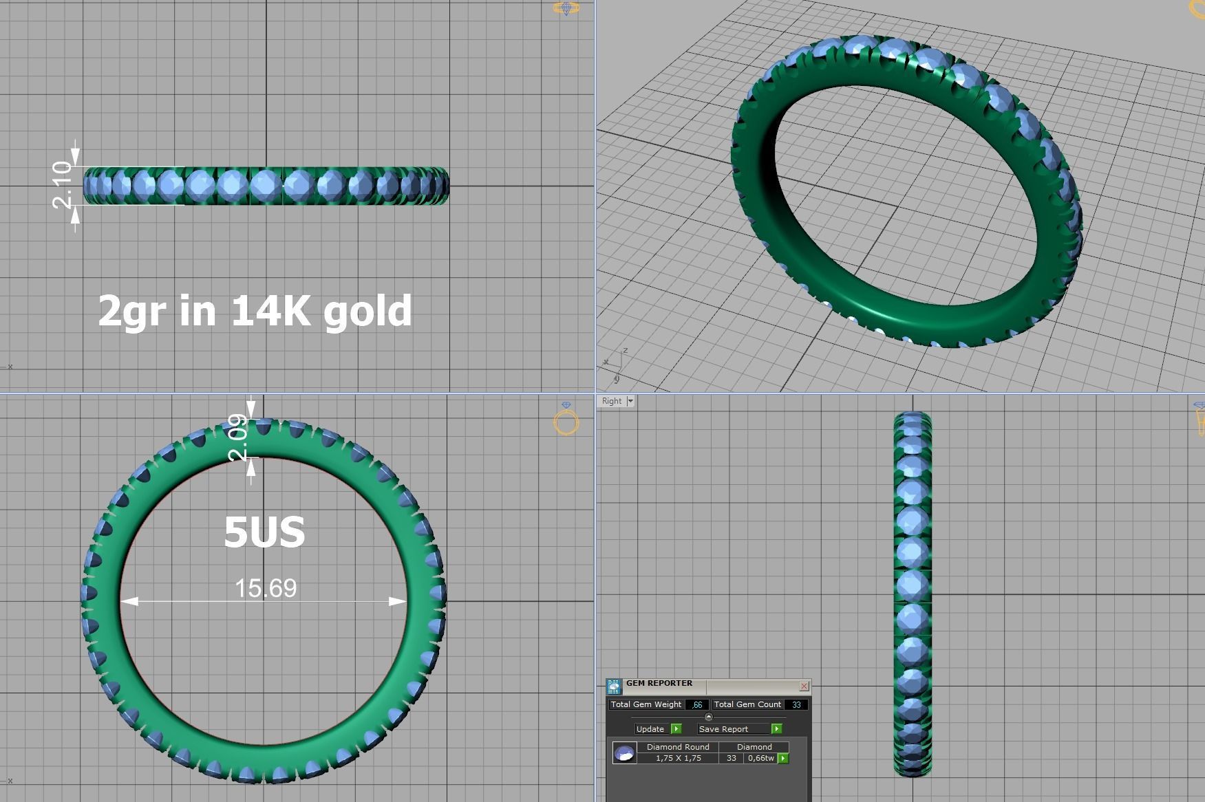 Band Ring French Pave Setting many finger sizes THICK VERSION 3D print model_15