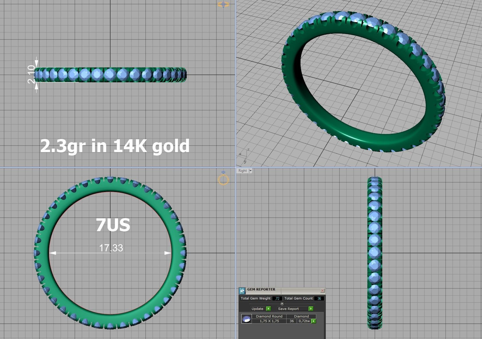 Band Ring French Pave Setting many finger sizes THICK VERSION 3D print model_19