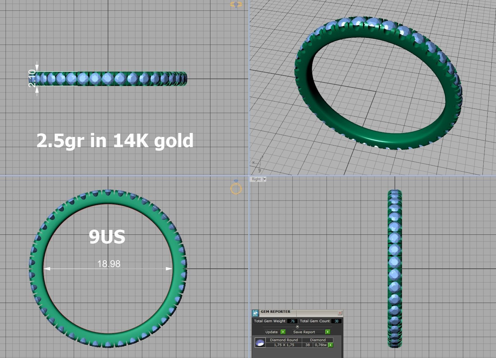Band Ring French Pave Setting many finger sizes THICK VERSION 3D print model_23