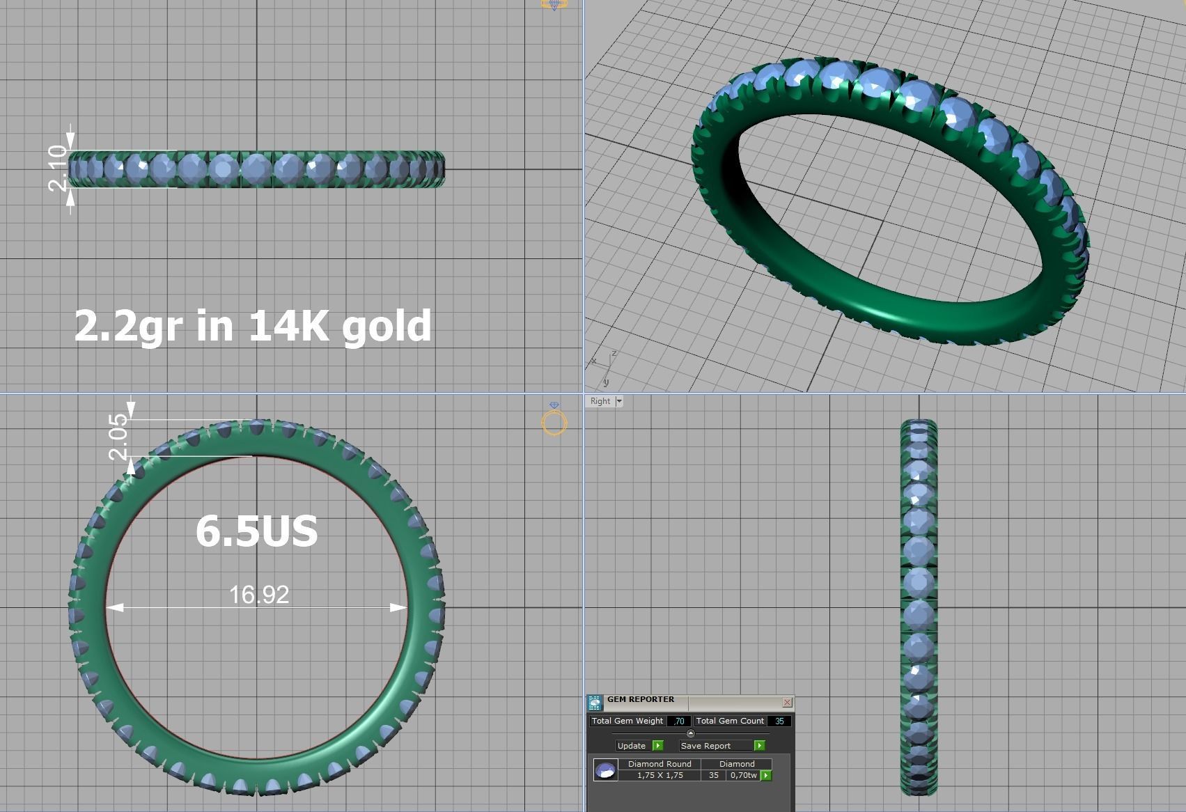 Band Ring French Pave Setting many finger sizes THICK VERSION 3D print model_18