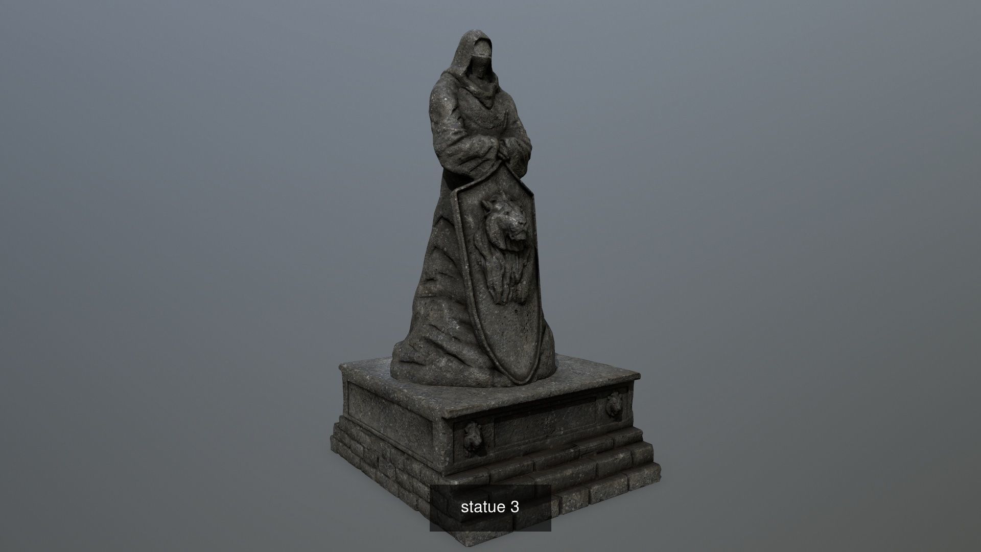 statue set of monk 3D Model Collection_4