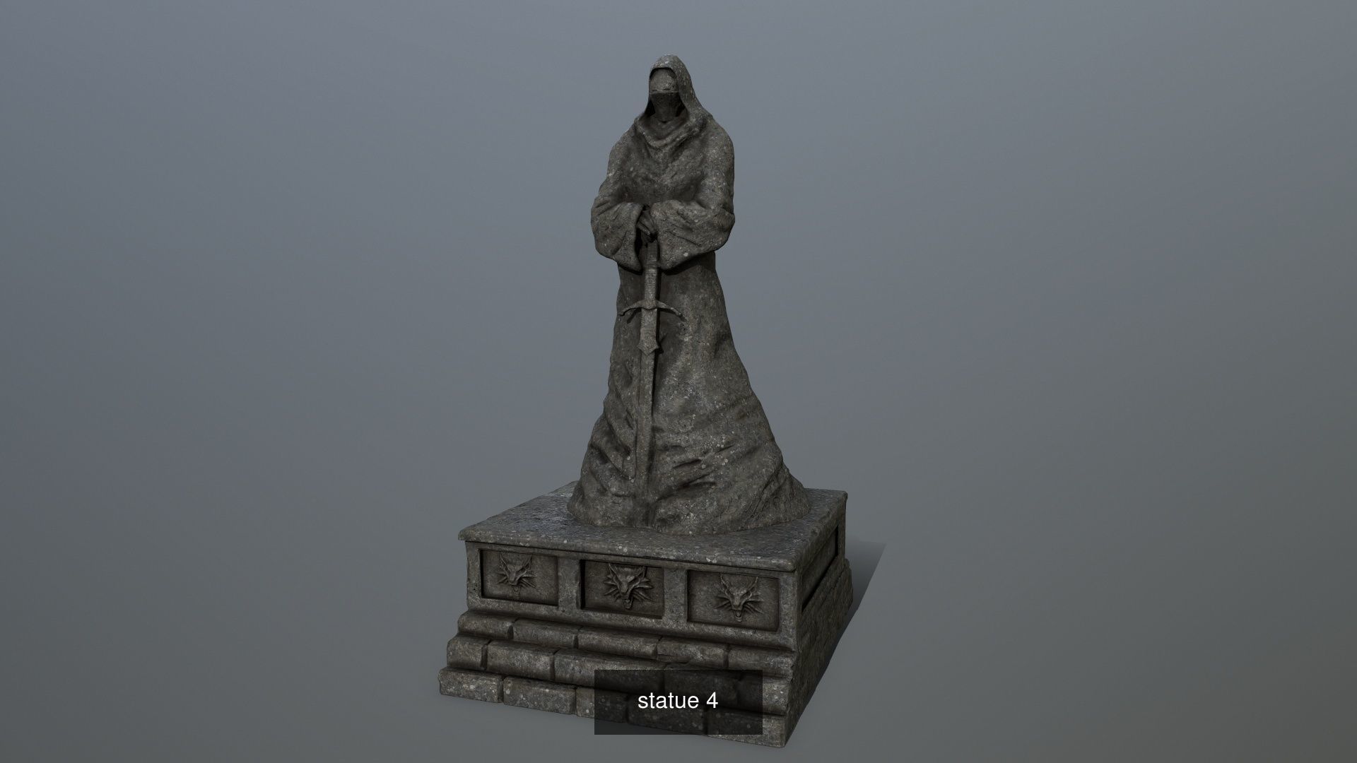 statue set of monk 3D Model Collection_5