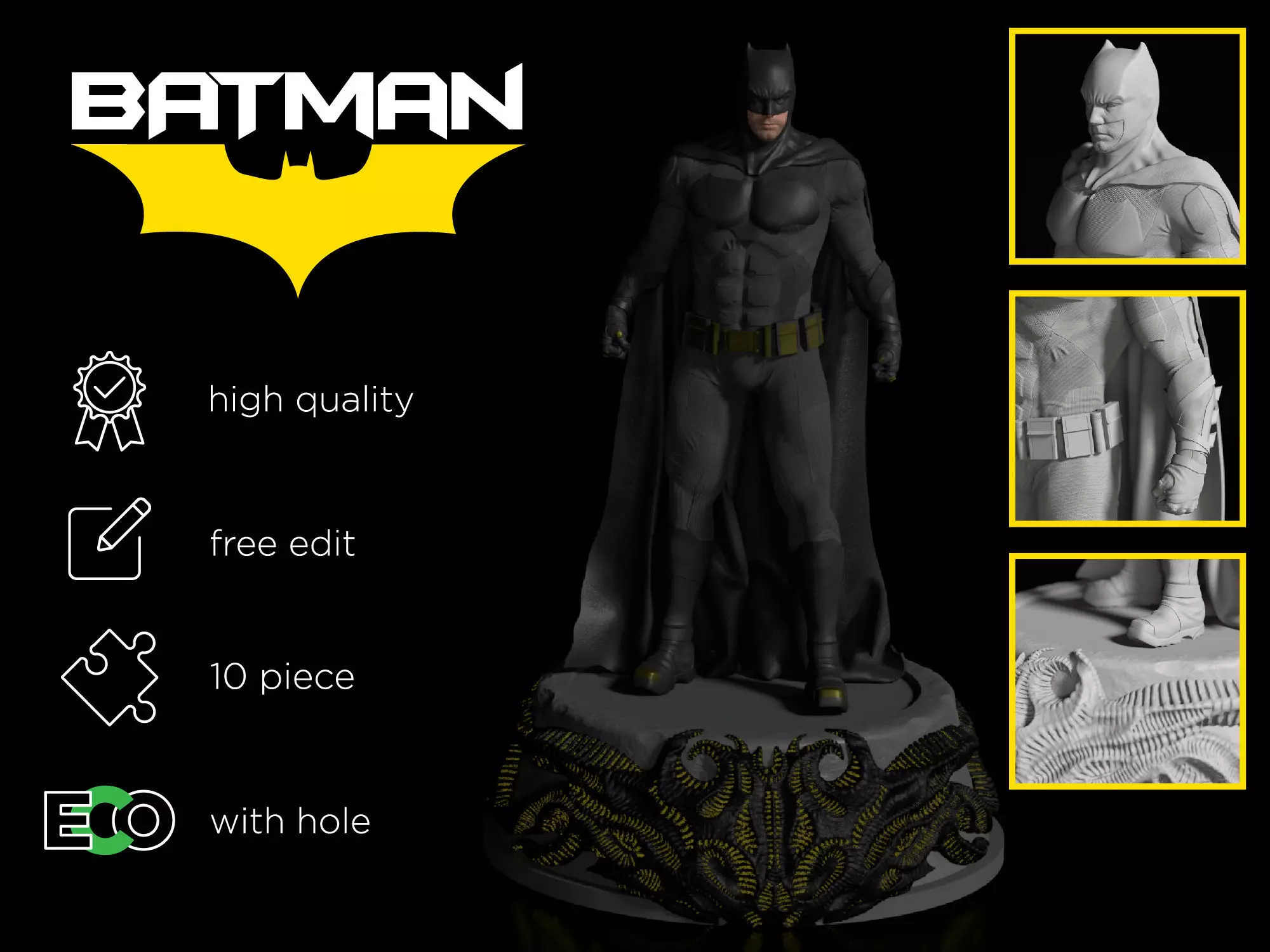 Batman figure Ben Affleck 3D print model_0
