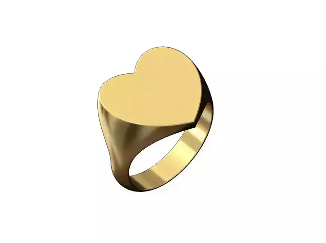Engravble Large heart shaped signet ring US size 7to11
