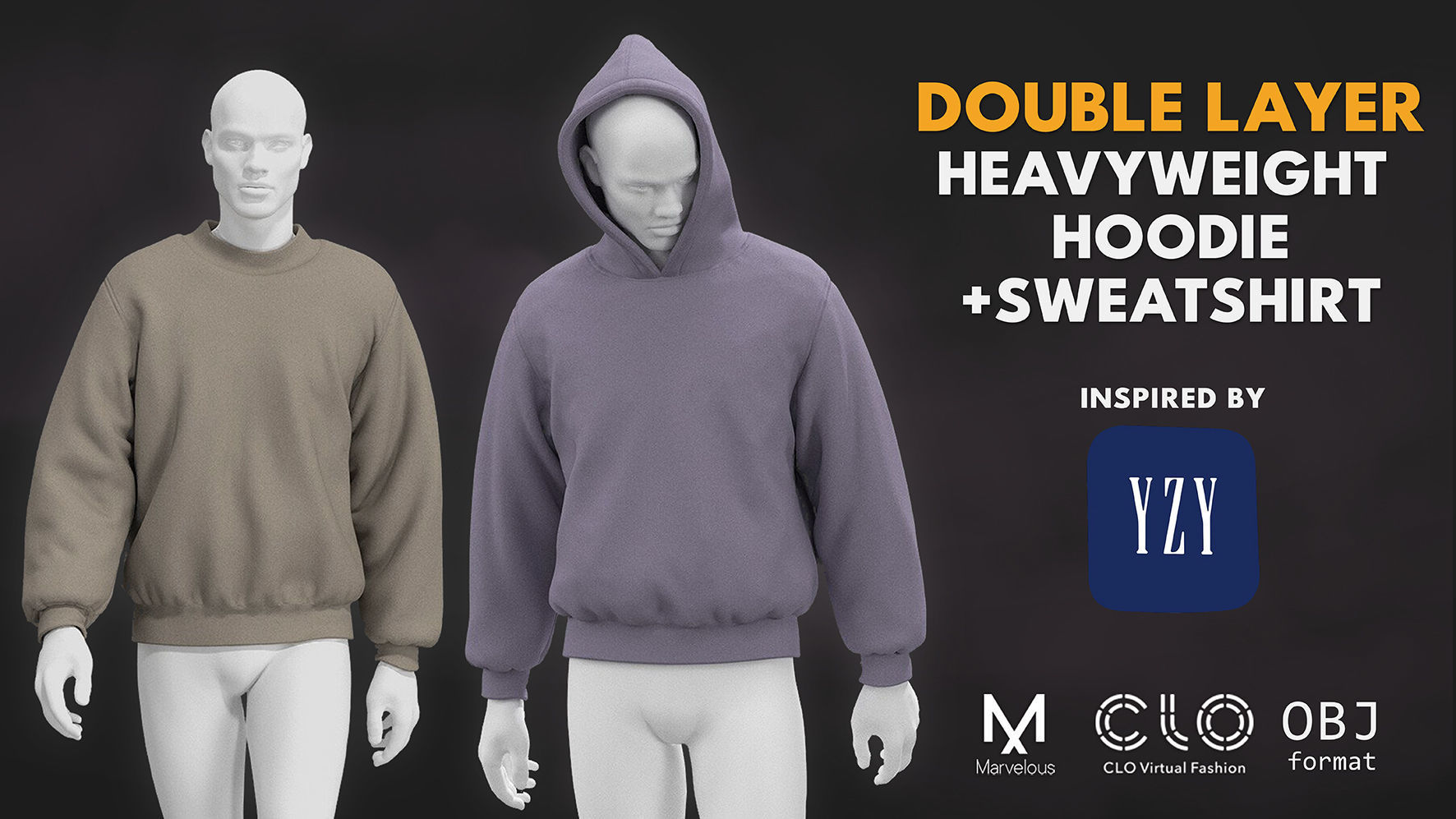 HEAVYWEIGHT HOODIE genesis8 highpoly 3D model_1