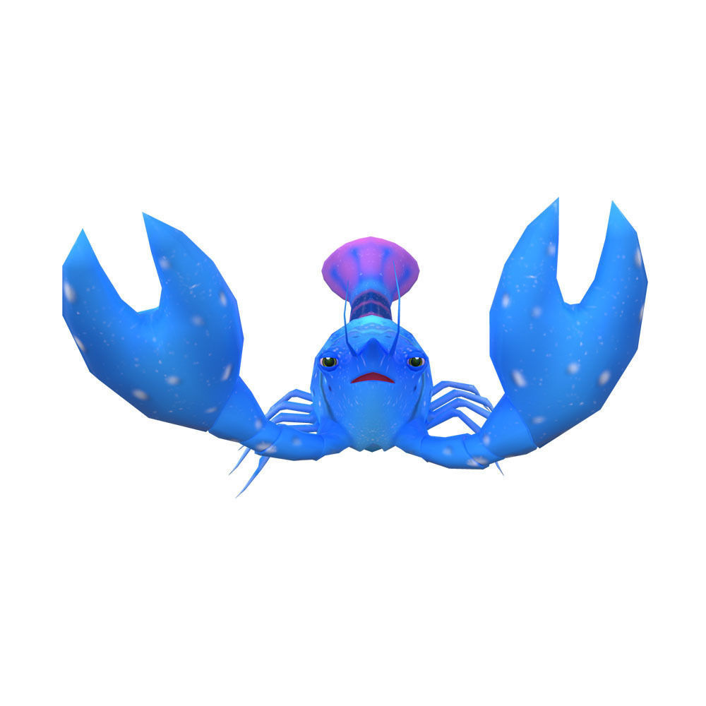Blue Crayfish animated Low-poly 3D model_2
