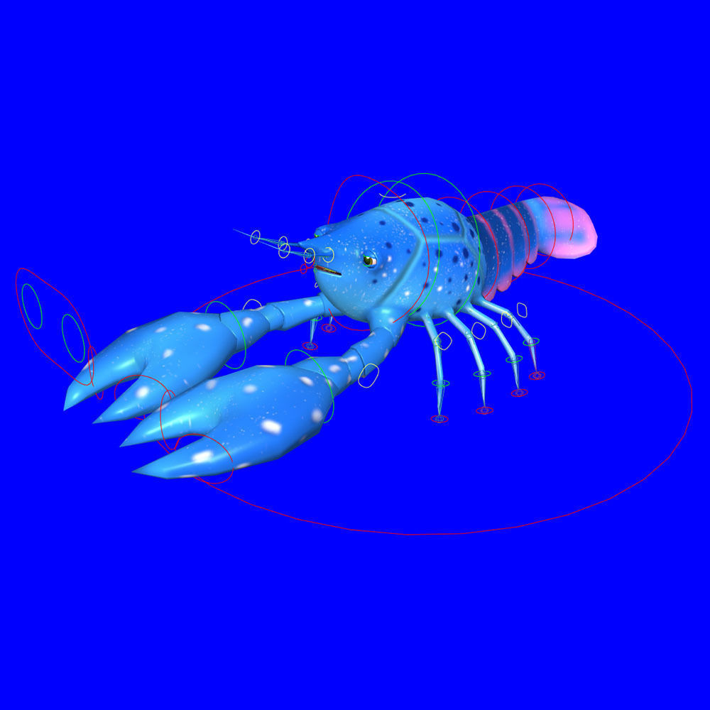 Blue Crayfish animated Low-poly 3D model_7
