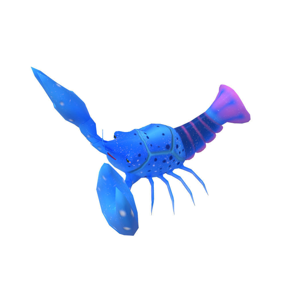 Blue Crayfish animated Low-poly 3D model_1