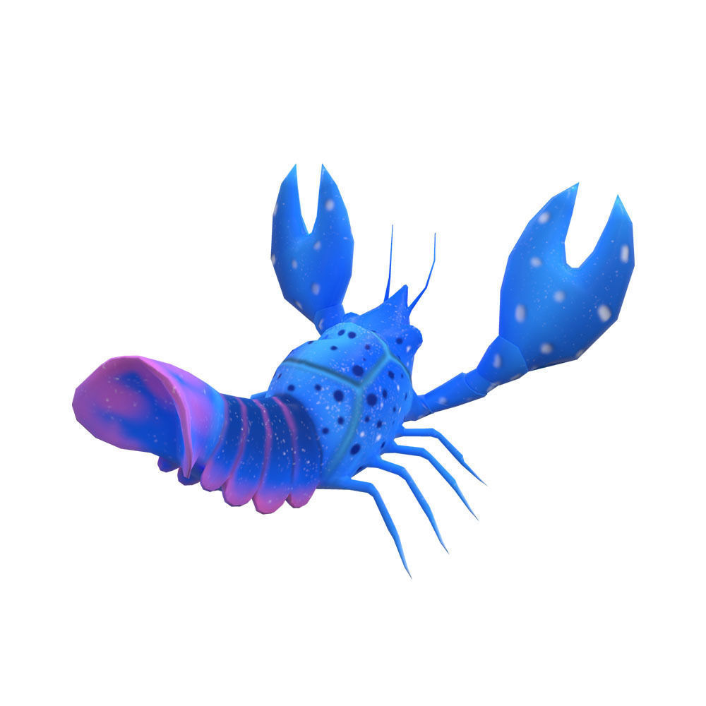 Blue Crayfish animated Low-poly 3D model_3
