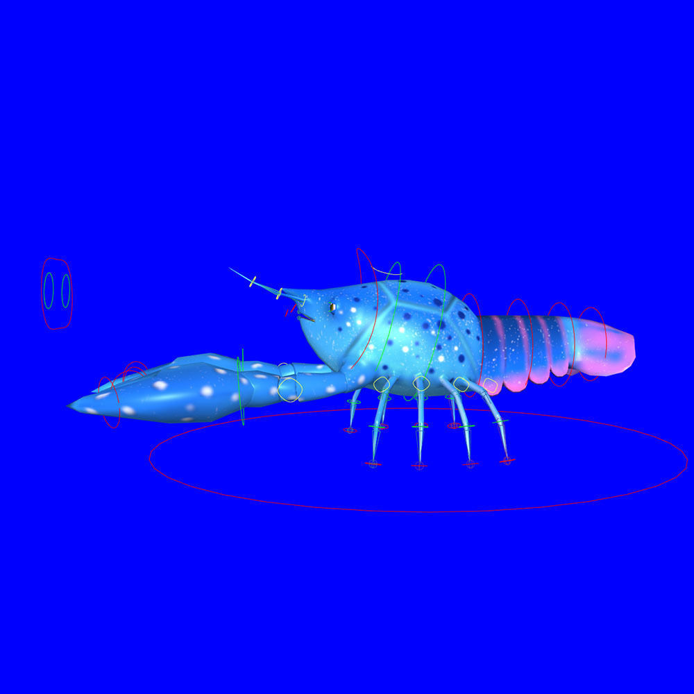 Blue Crayfish animated Low-poly 3D model_6