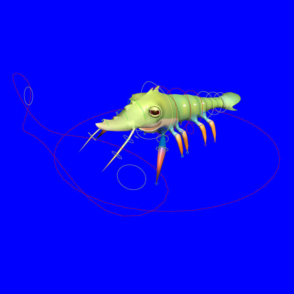 Gaint River Prawn Animated  Low-poly 3D model_8