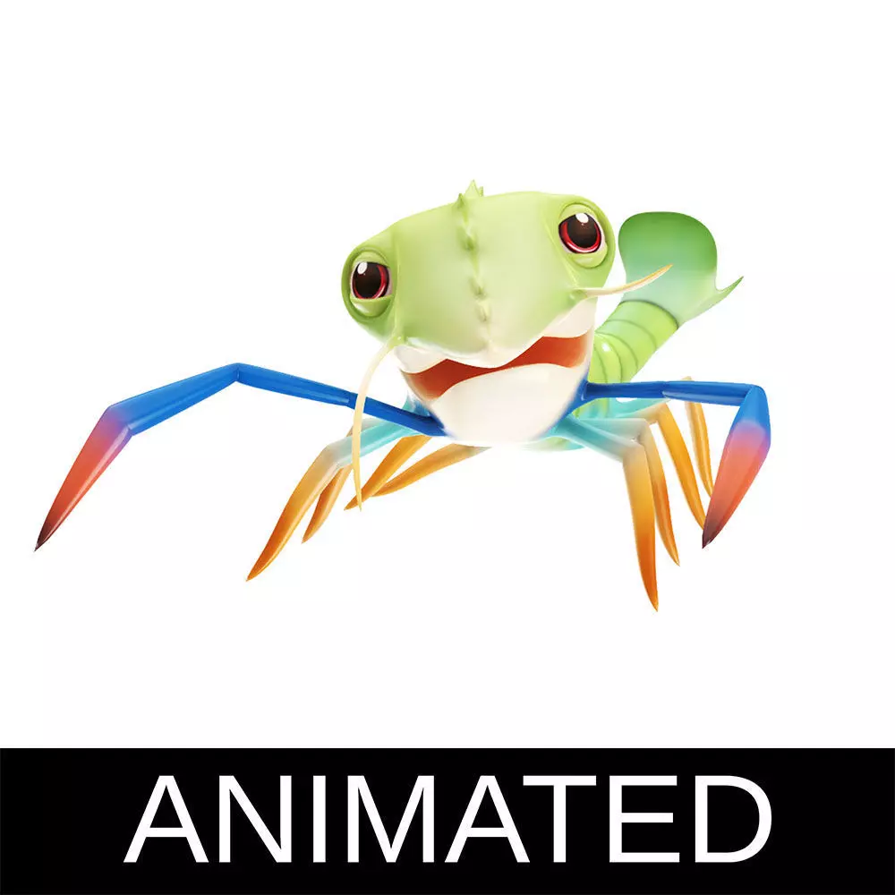 Gaint River Prawn Animated  Low-poly 3D model_0