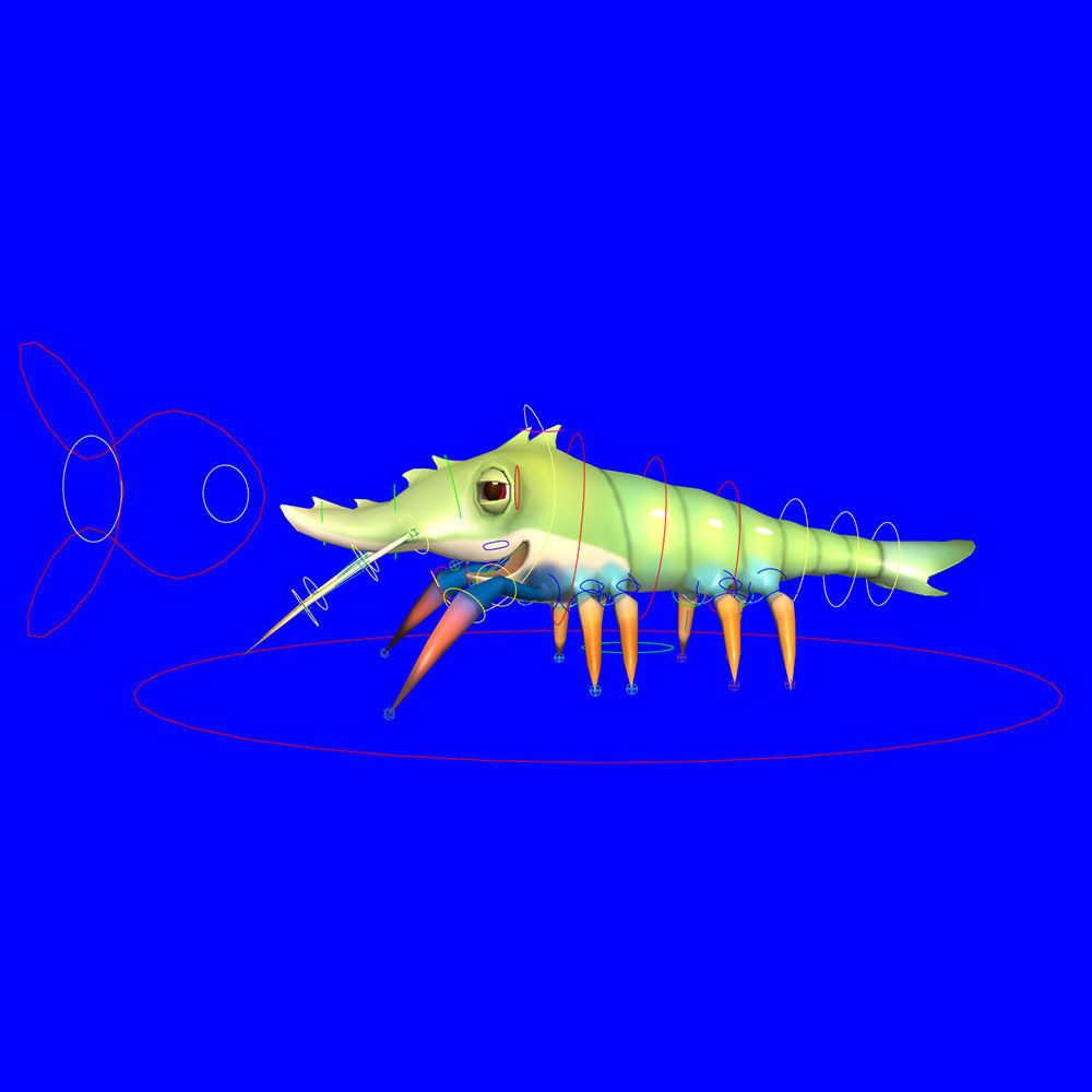 Gaint River Prawn Animated  Low-poly 3D model_7
