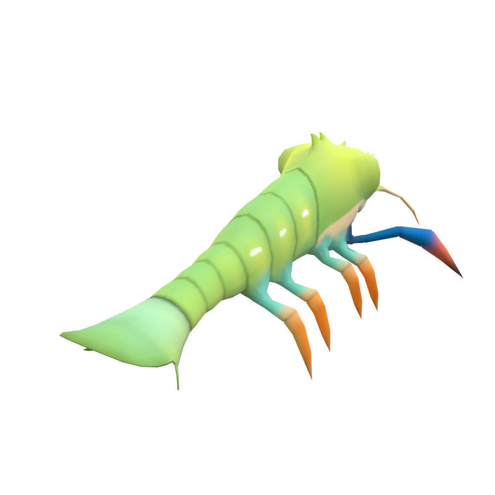 Gaint River Prawn Animated  Low-poly 3D model_1