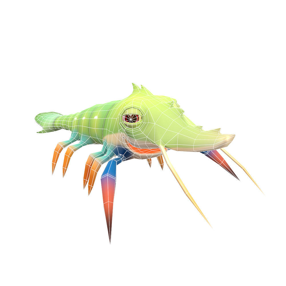 Gaint River Prawn Animated  Low-poly 3D model_6