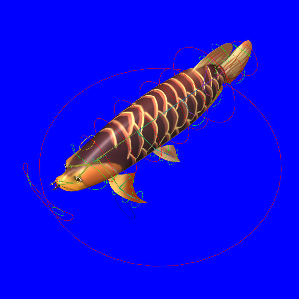 Asian Arowana fish animated Low-poly 3D model_6