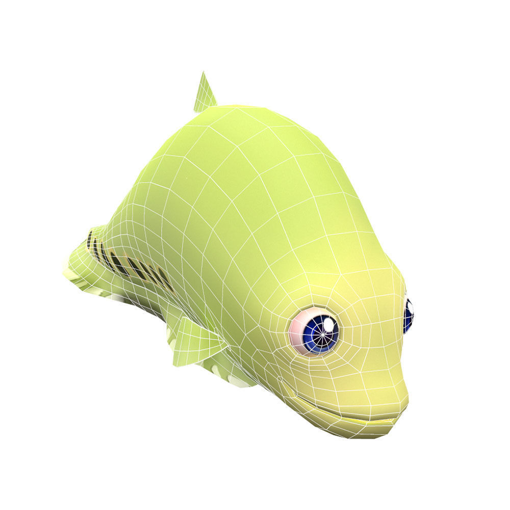 Clown Feather Back fish animated Low-poly 3D model_4
