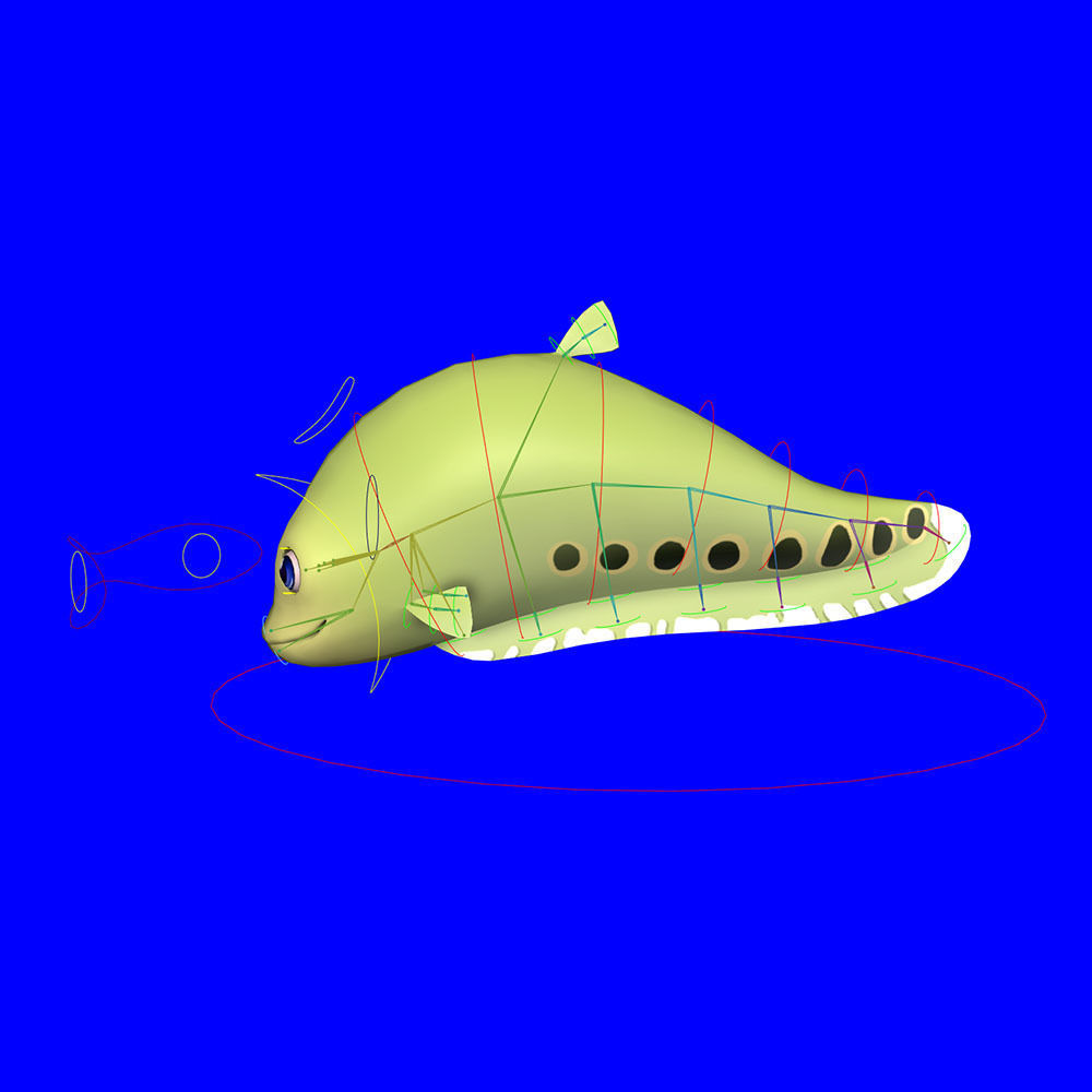 Clown Feather Back fish animated Low-poly 3D model_6