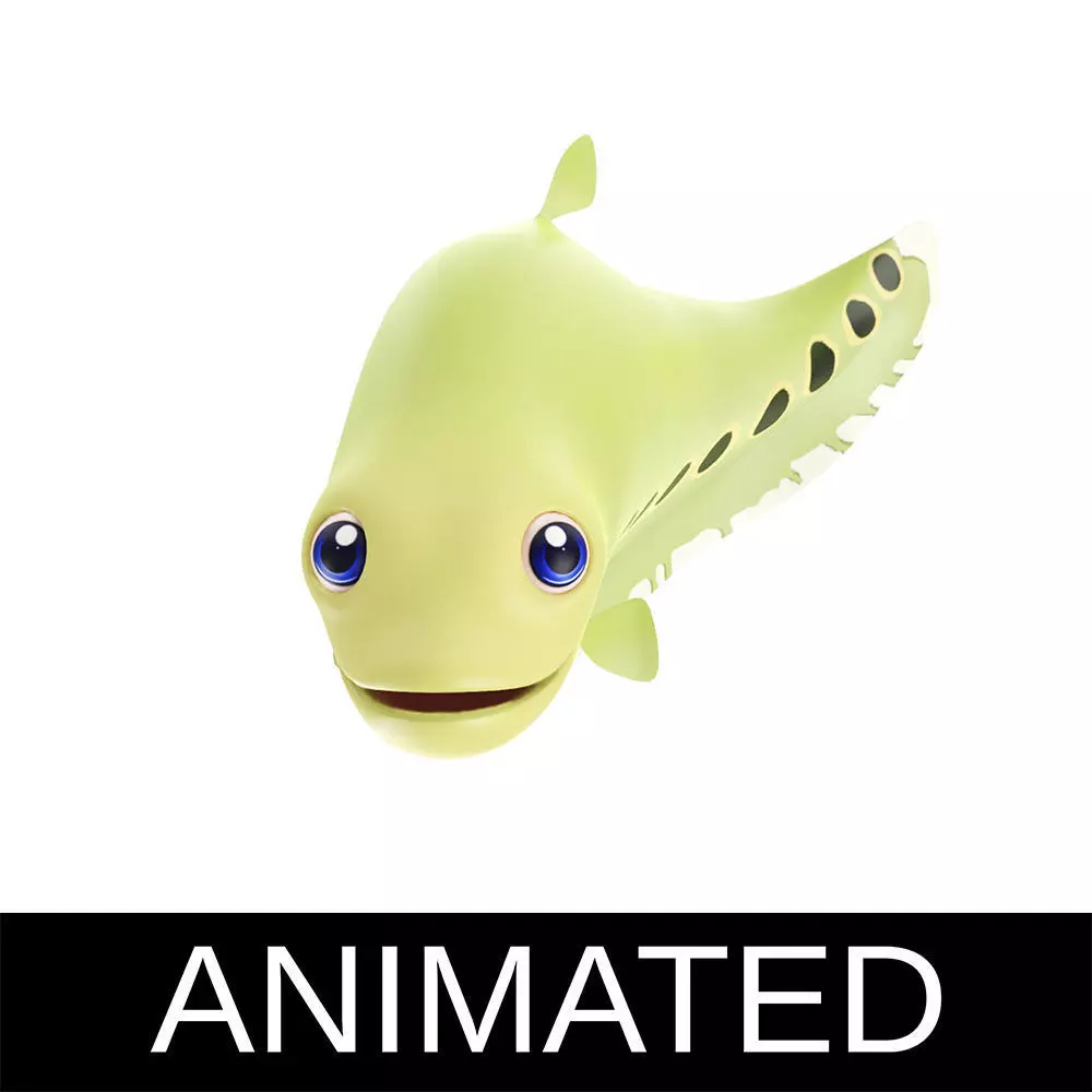 Clown Feather Back fish animated Low-poly 3D model_0