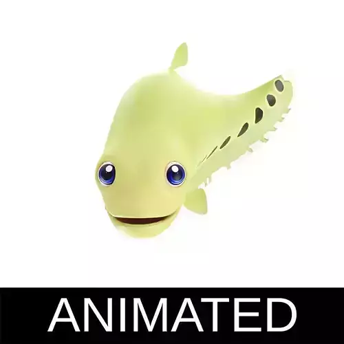 Clown Feather Back fish animated Low-poly 3D model