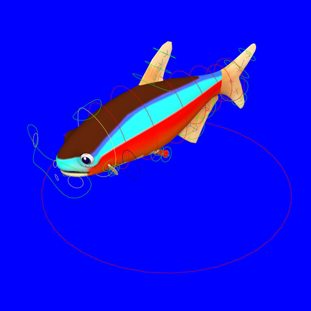 Cardinal Tetra fish animated Low-poly 3D model_5