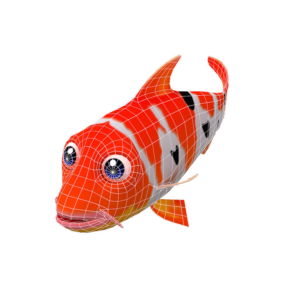 Koi fish animated Low-poly 3D model_3