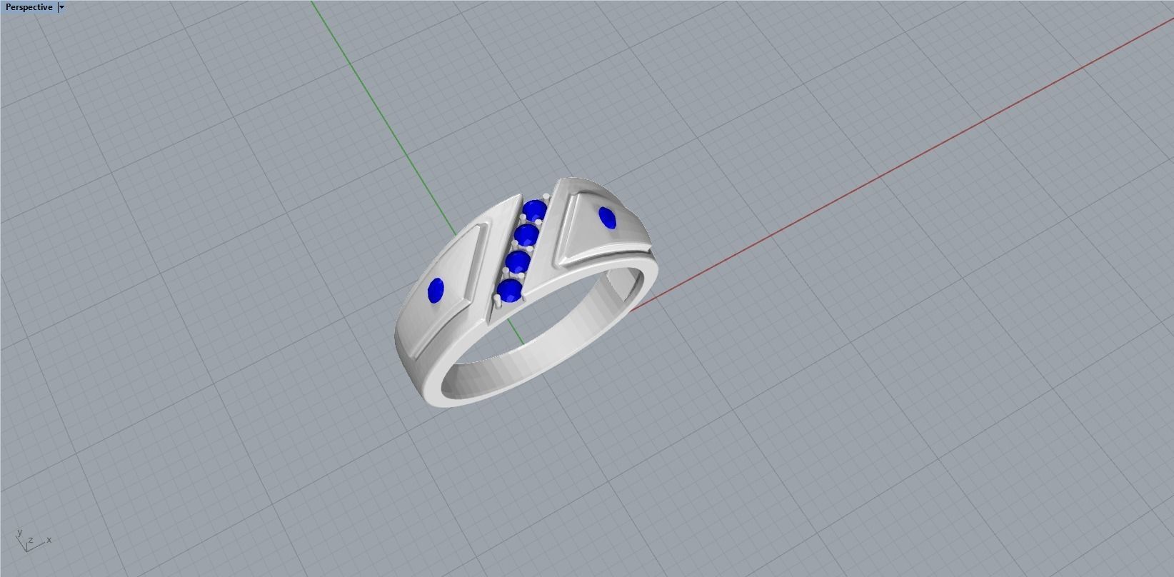 Ring with diamonds 3D print model_3