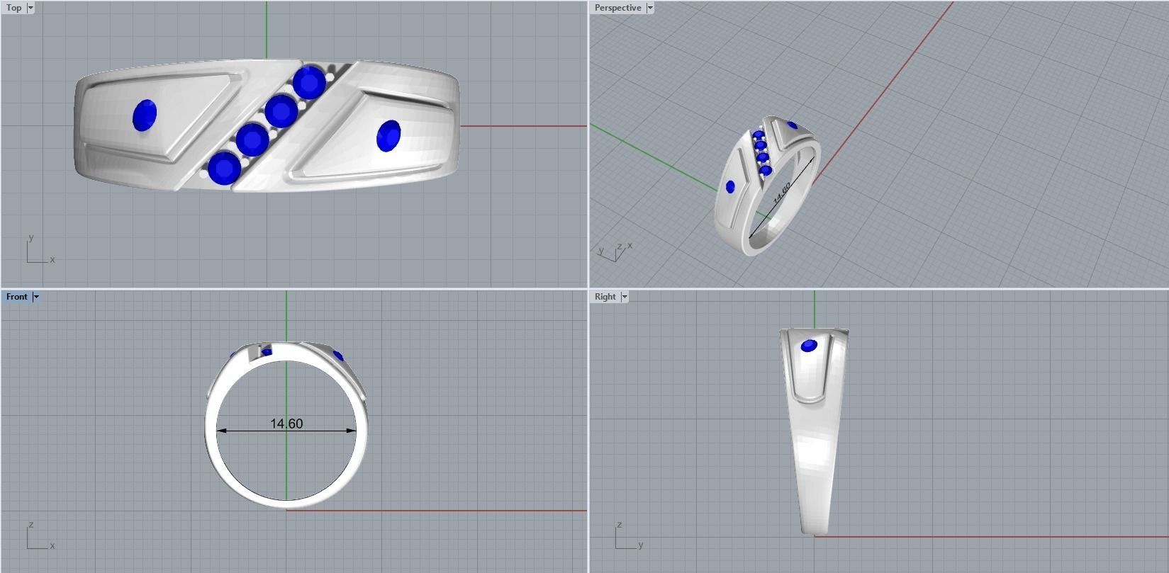 Ring with diamonds 3D print model_2