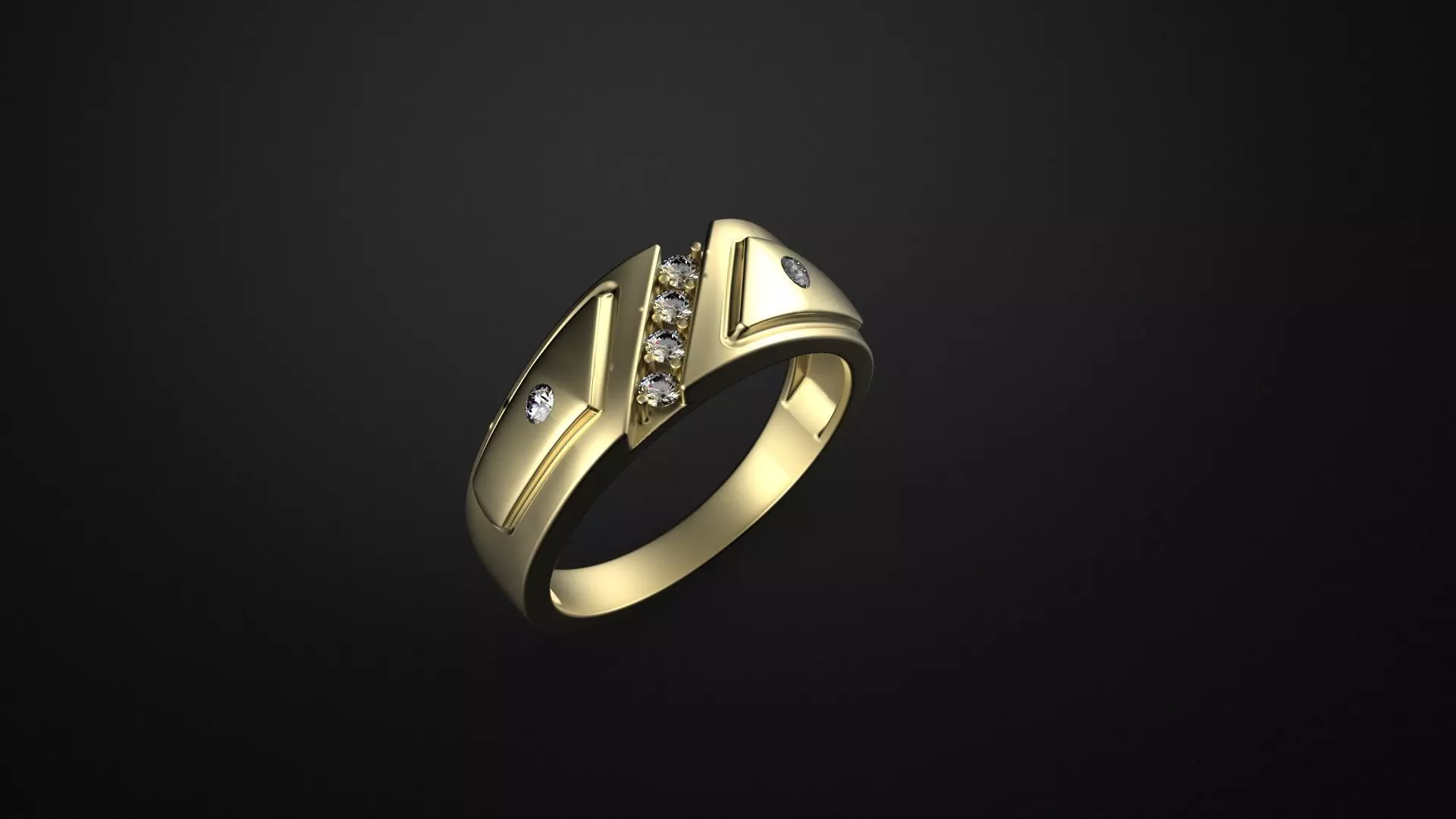 Ring with diamonds 3D print model_0