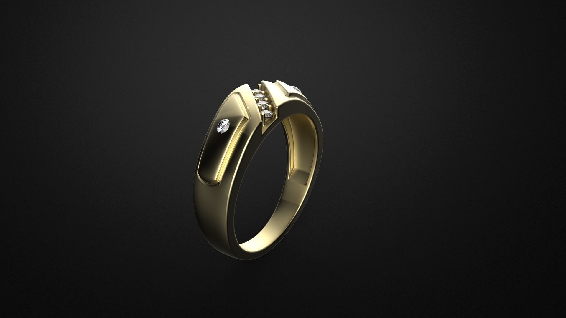 Ring with diamonds 3D print model_1