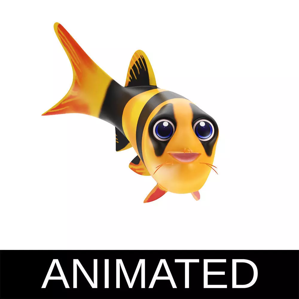 Clown loach fish animated  Low-poly 3D model_0