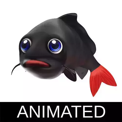Red Tailed Black Animated Shark  Low-poly 3D model