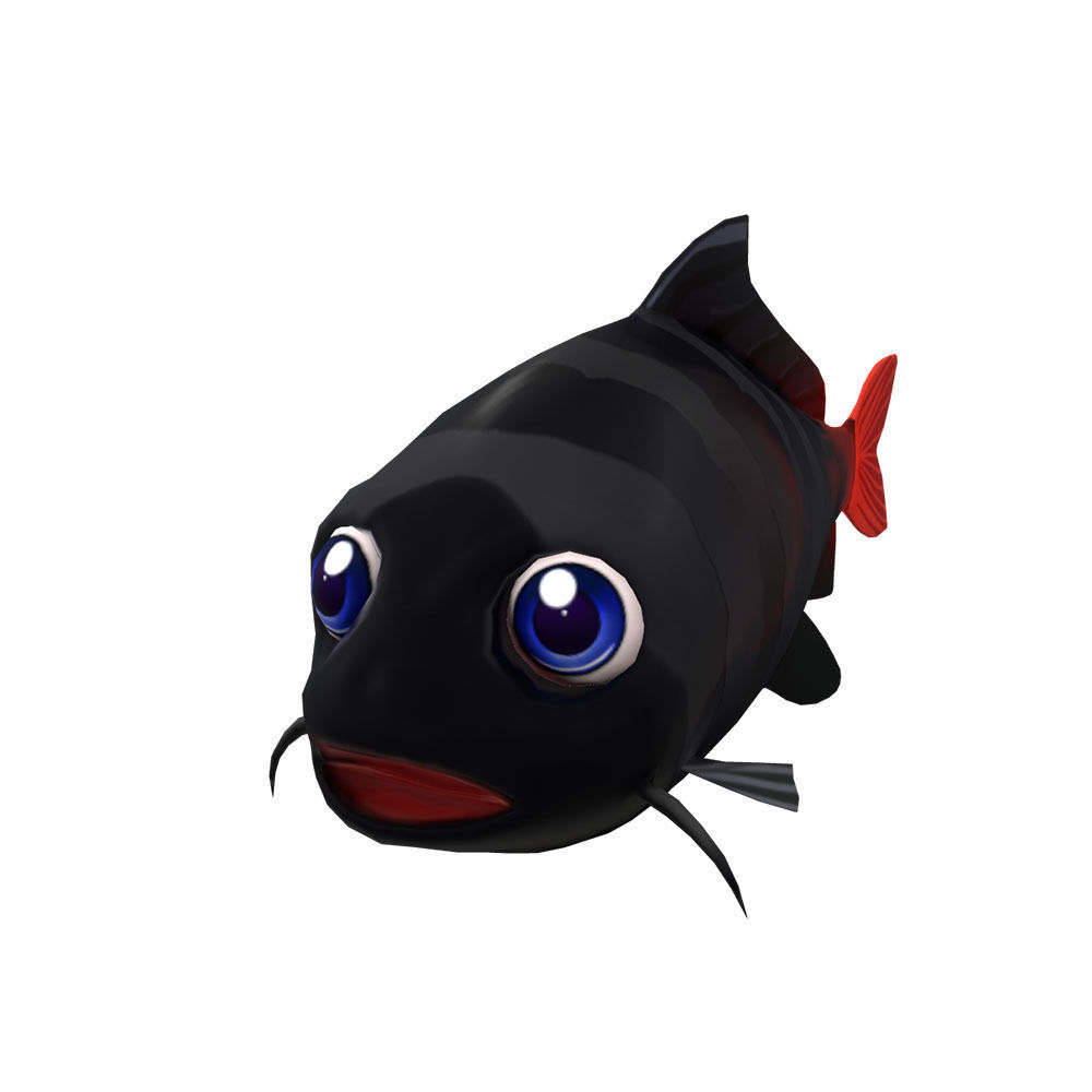 Red Tailed Black Animated Shark Low-poly 3D model_1
