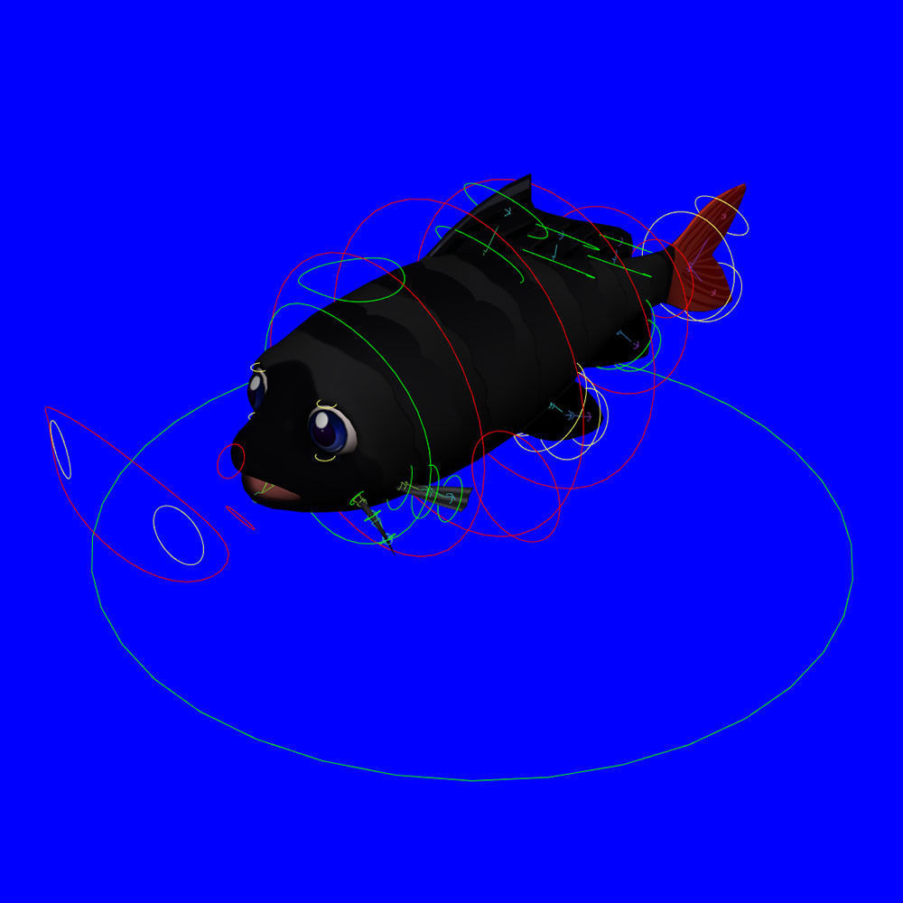 Red Tailed Black Animated Shark Low-poly 3D model_5