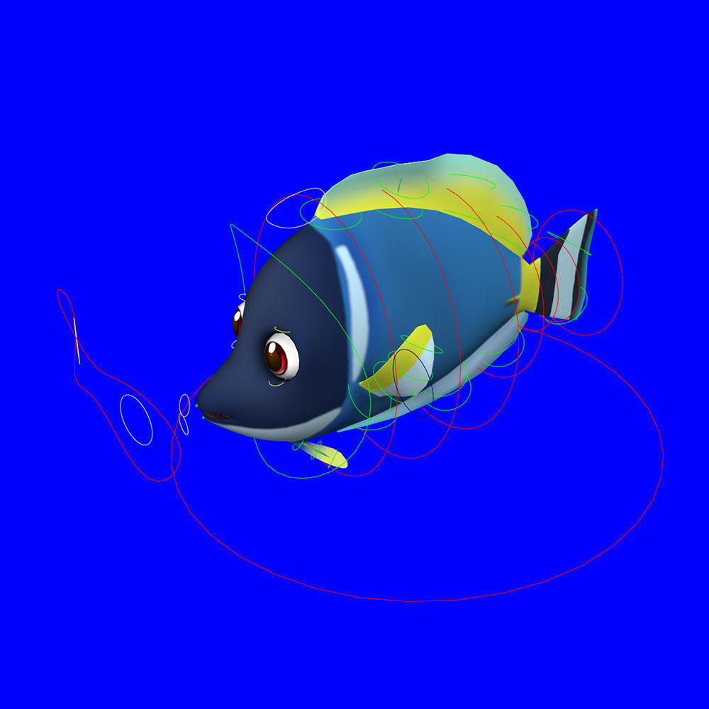 Powder Blue Tang fish animated  Low-poly 3D model_6
