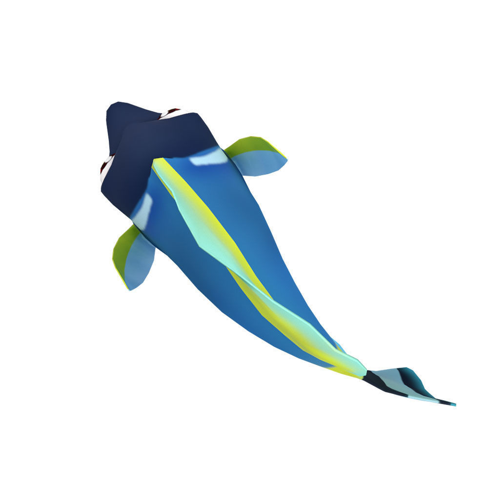 Powder Blue Tang fish animated  Low-poly 3D model_1