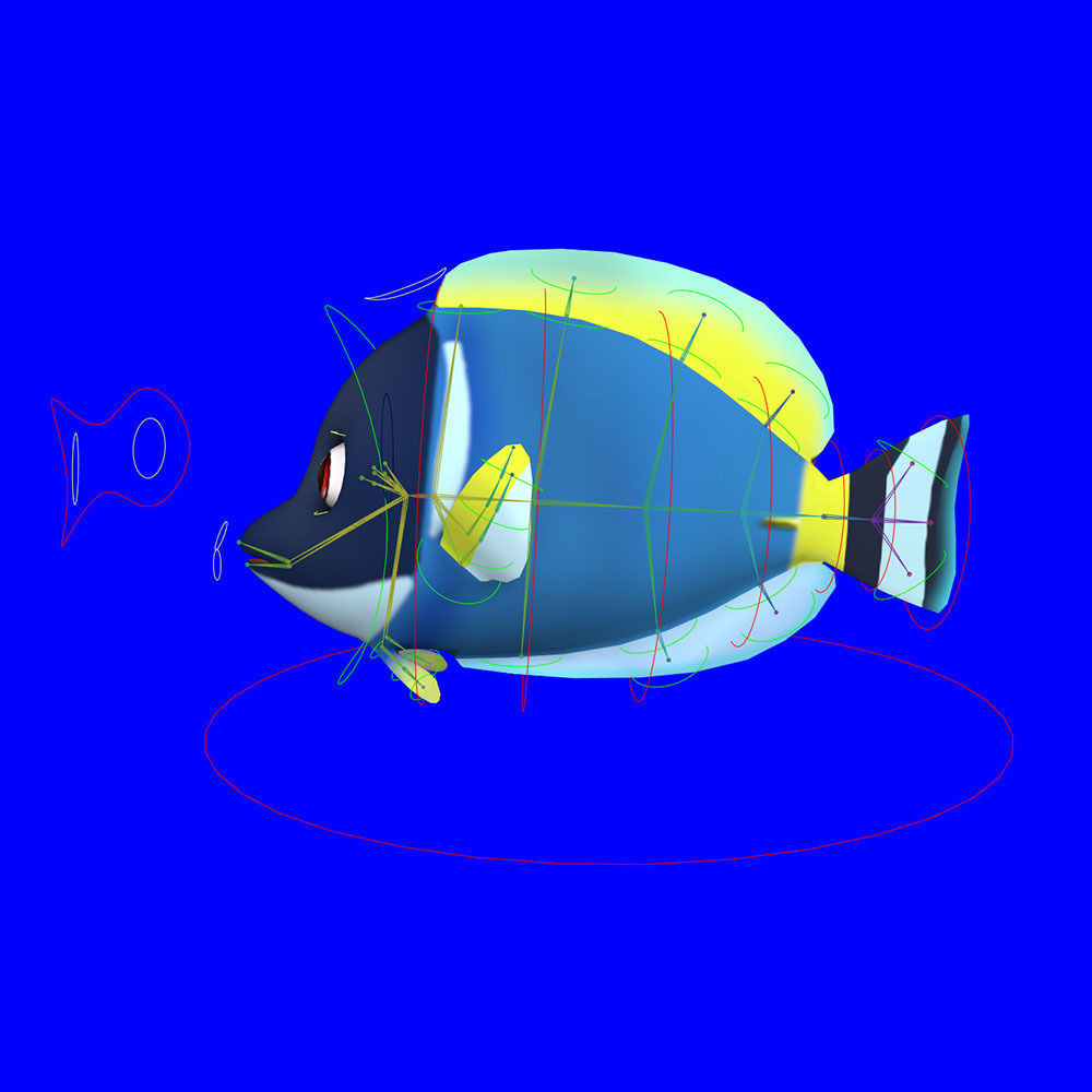 Powder Blue Tang fish animated  Low-poly 3D model_7
