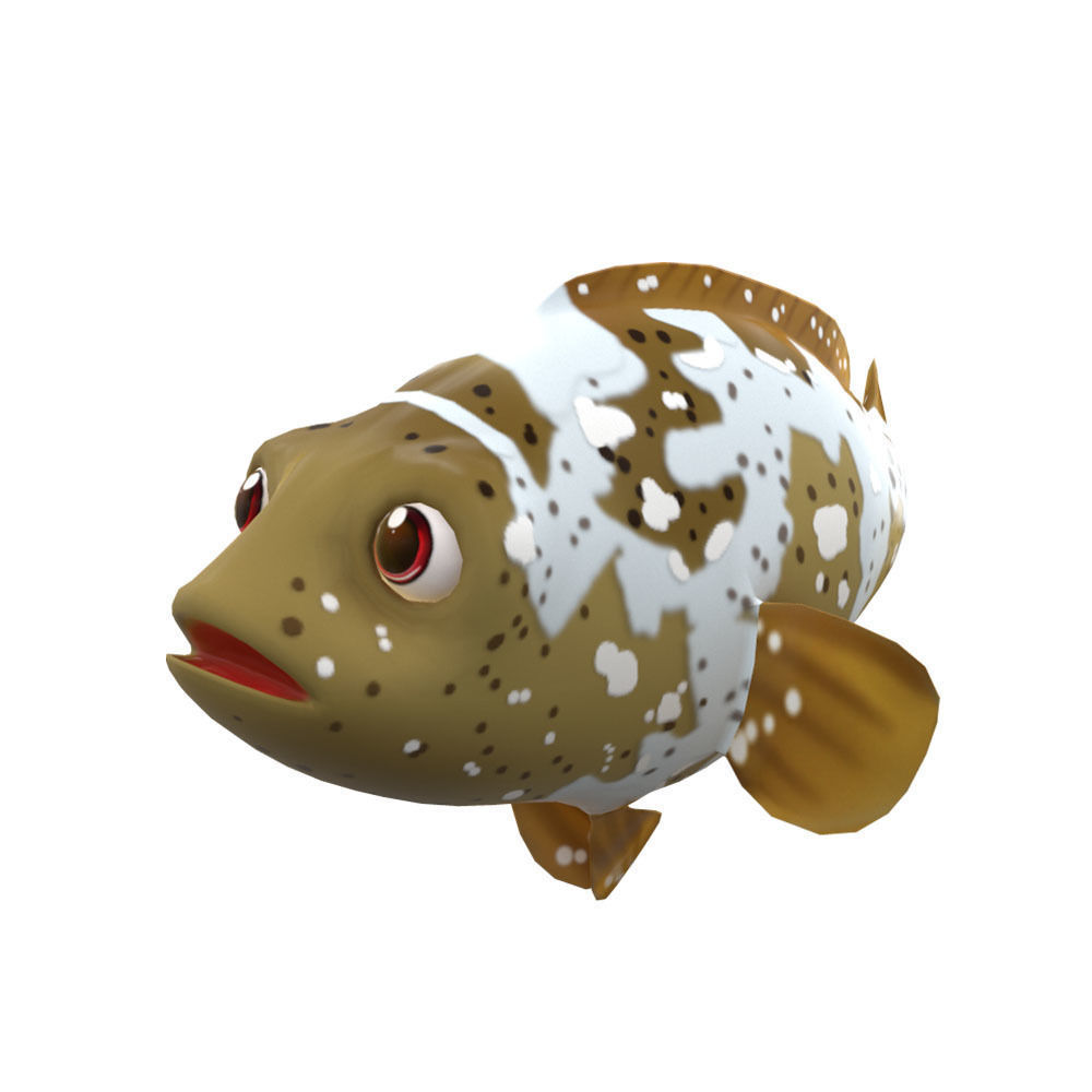 Malabar Grouper Animated Fish  Low-poly 3D model_2