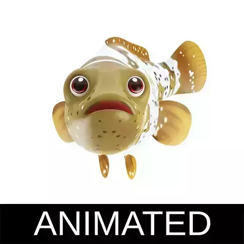 Malabar Grouper Animated Fish  Low-poly 3D model