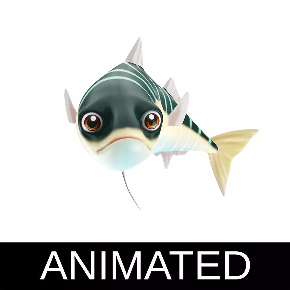 Blue Mackerel Animated Fish Low-poly 3D model_0