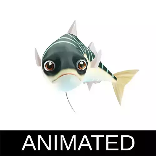 Blue Mackerel Animated Fish Low-poly 3D model
