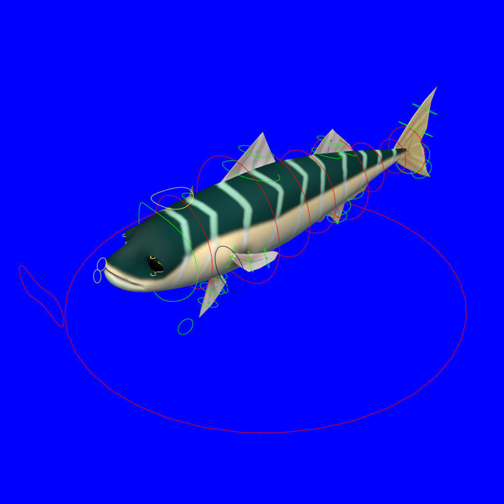 Blue Mackerel Animated Fish Low-poly 3D model_5