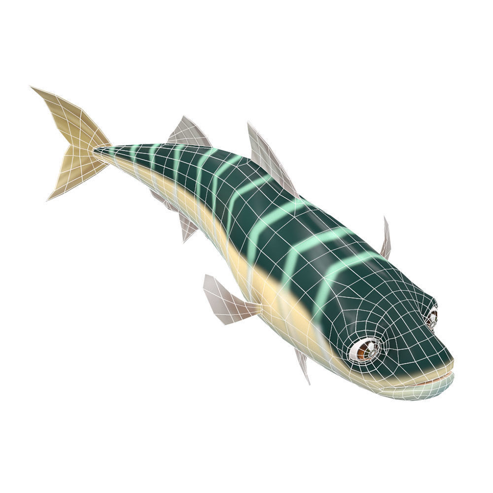 Blue Mackerel Animated Fish Low-poly 3D model_3