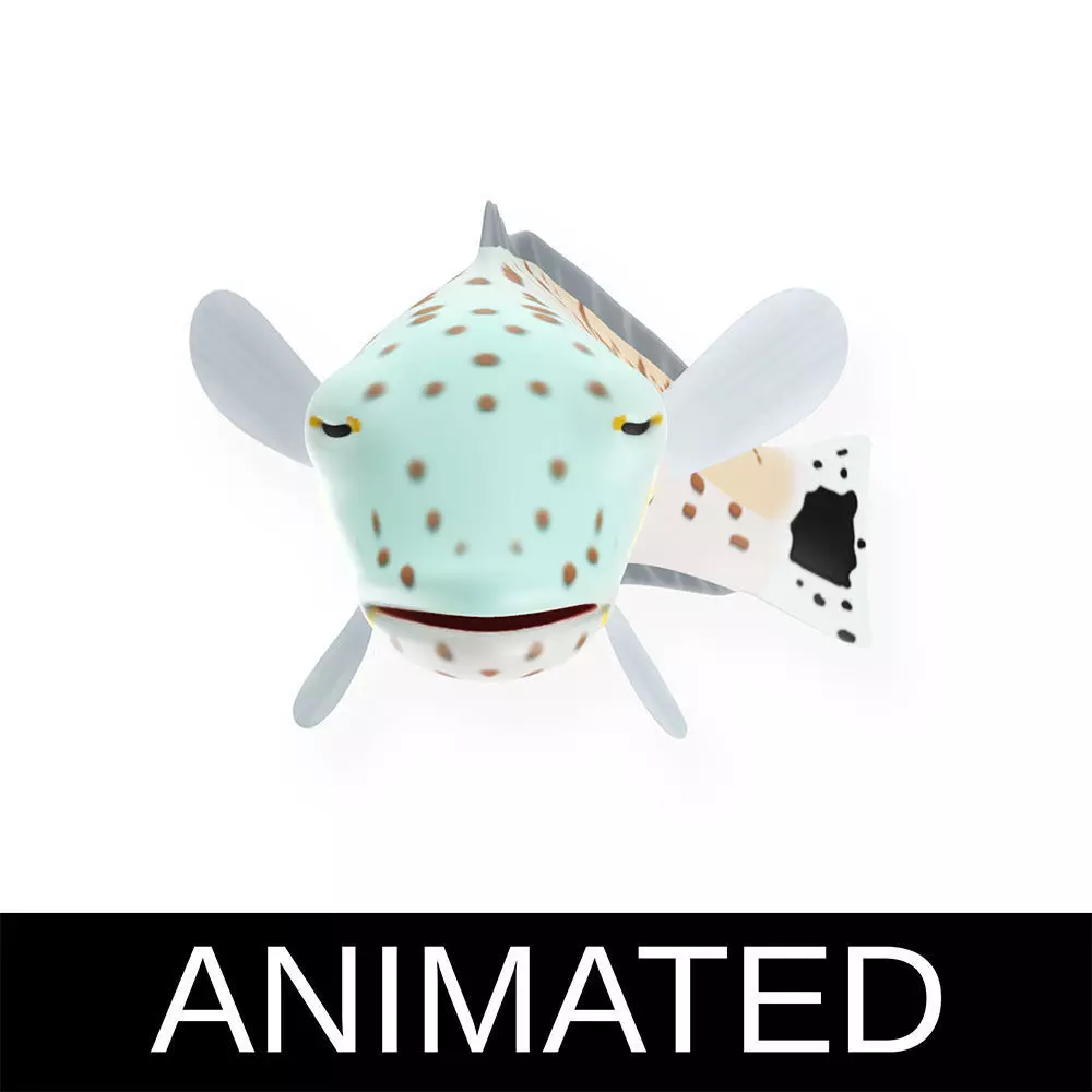 Speckled Sand Perch Animated Fish  Low-poly 3D model_0