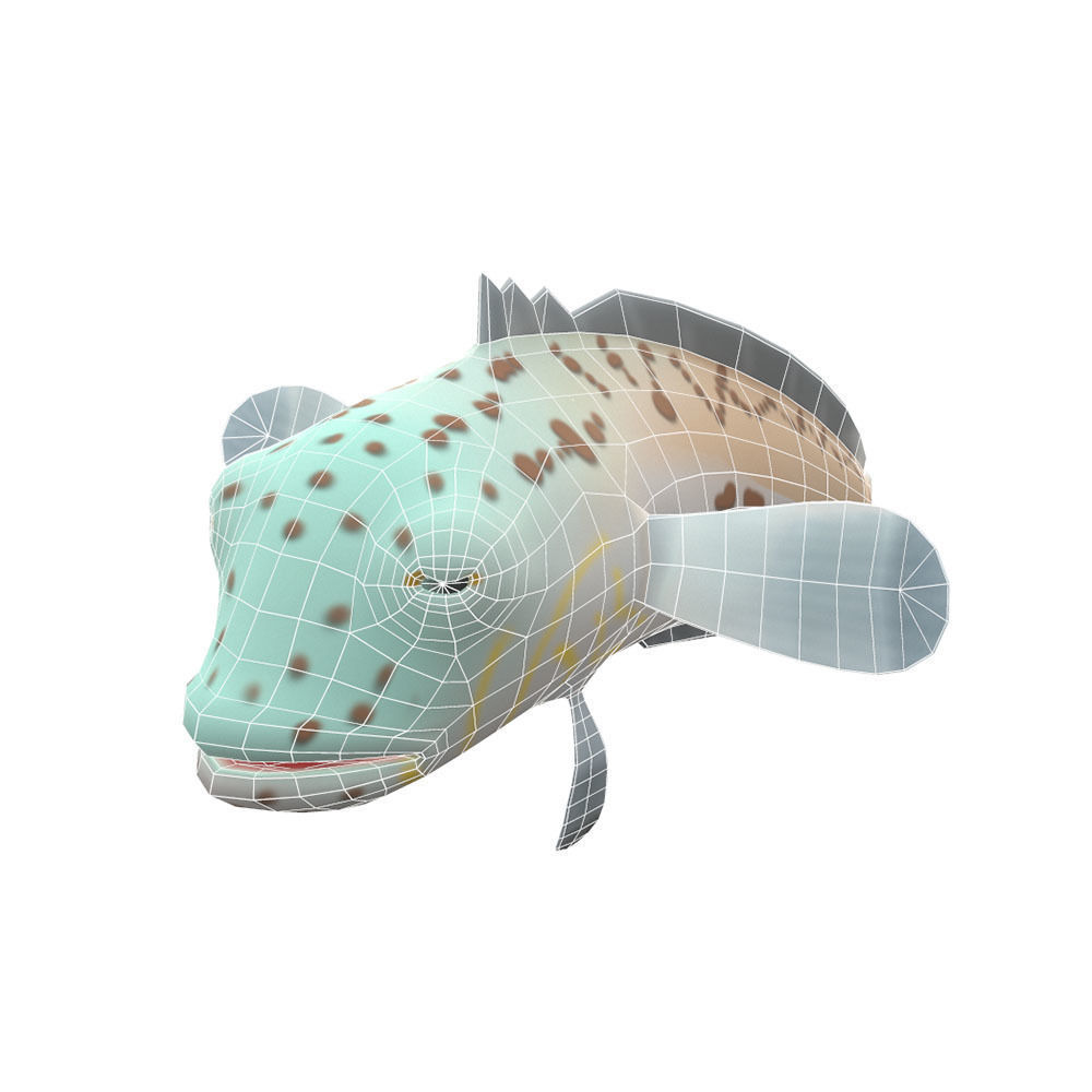 Speckled Sand Perch Animated Fish  Low-poly 3D model_4