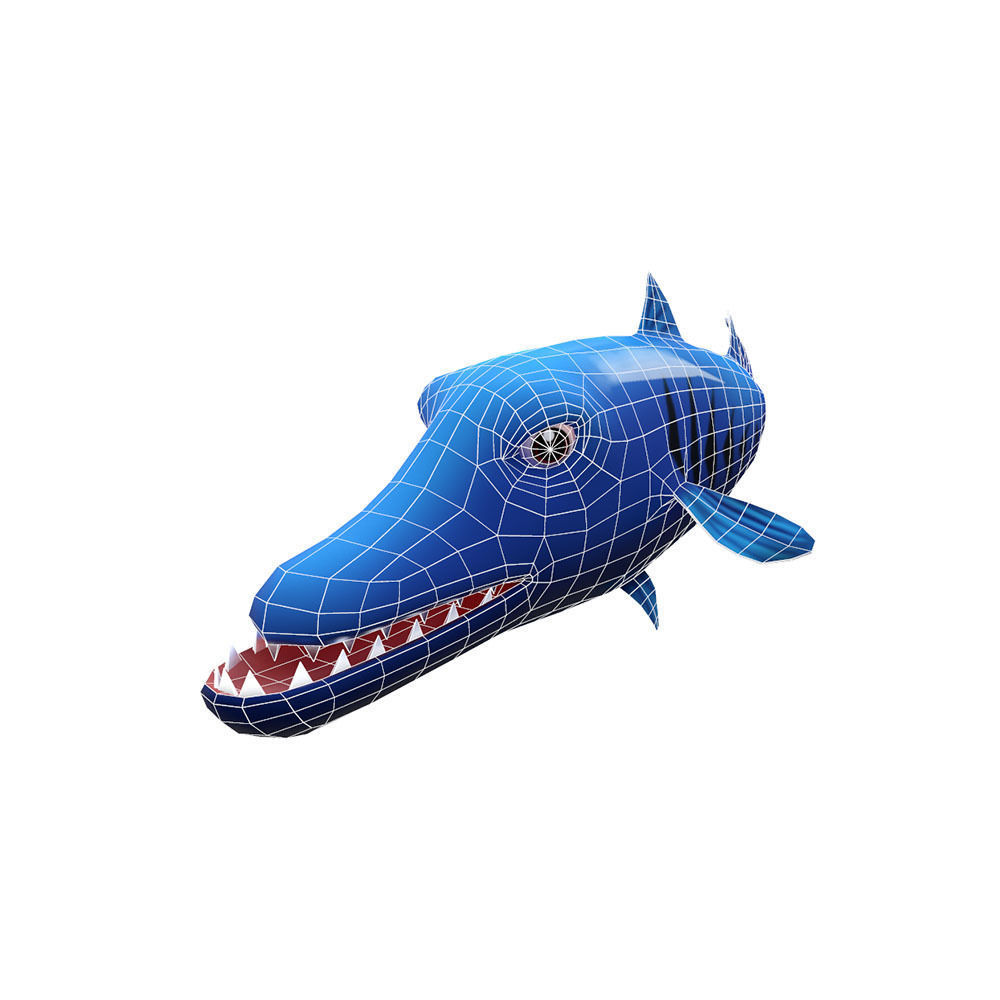 Giant Barracuda Animated Fish Low-poly 3D model_4
