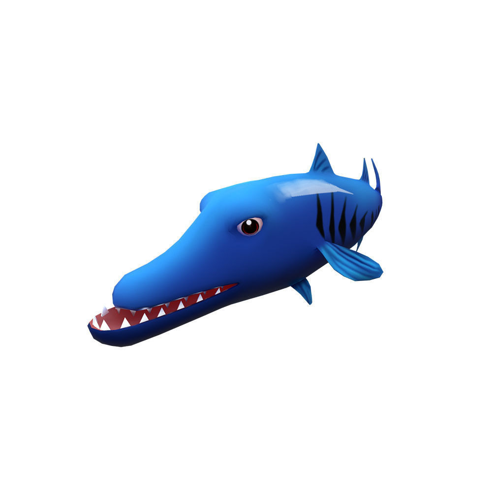 Giant Barracuda Animated Fish Low-poly 3D model_2