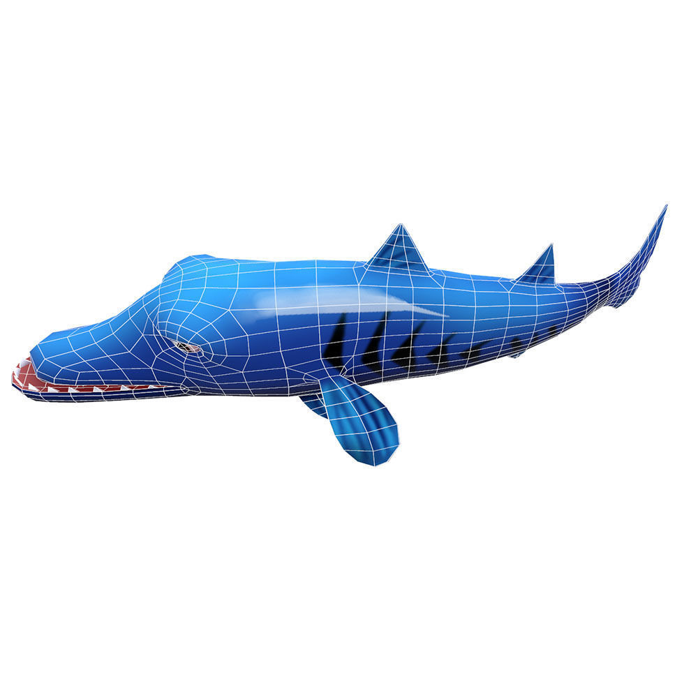 Giant Barracuda Animated Fish Low-poly 3D model_3